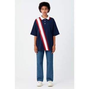 🆕 Cider Oversized Blokecore Patchy Collar Short Sleeve Polo Shirt